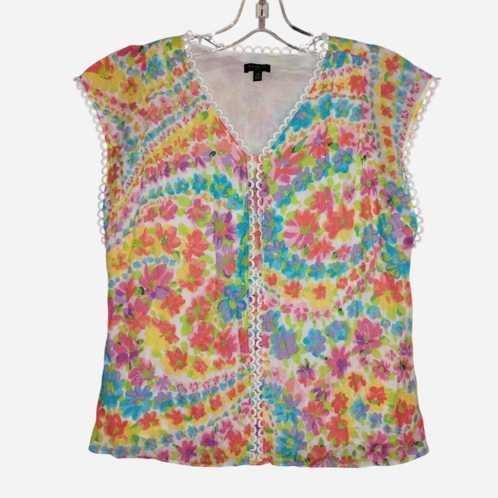 Talbots Shell Top – Size MP – 100% Cotton with Eyelet Trim